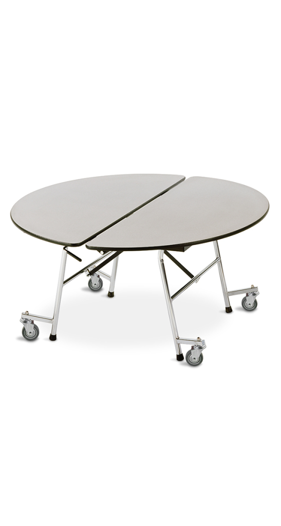 Fold-N-Roll Series 72 round mobile folding table 29 high chrome frame -  BioFit